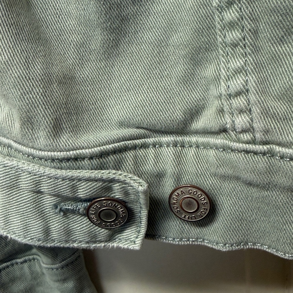 Sonoma The Everyday Jacket Women's XS Stretch Denim Jean Button Up Green Pockets - Picture 8 of 16